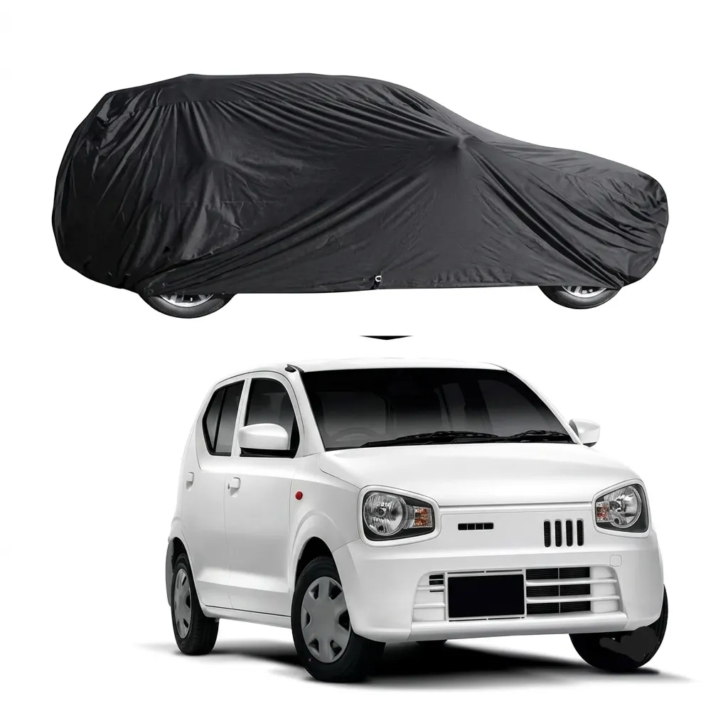 New Alto Car Cover Black Coated Parachute 100% Dust & Waterproof, UV Protection - Full Body Car Protection Top cover Against Sun, Dust & Rain